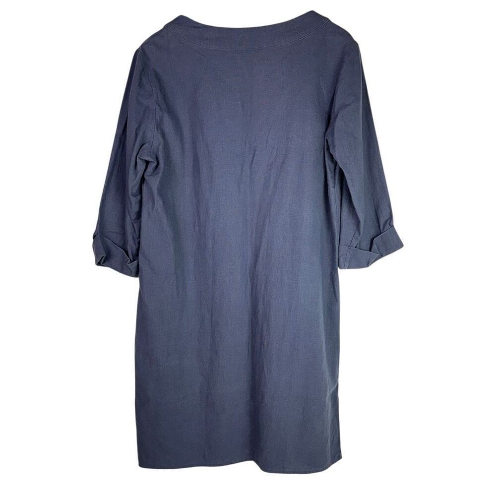 For Cynthia Medium Linen Blend Shift Dress Grayish Blue - Picture 2 of 6